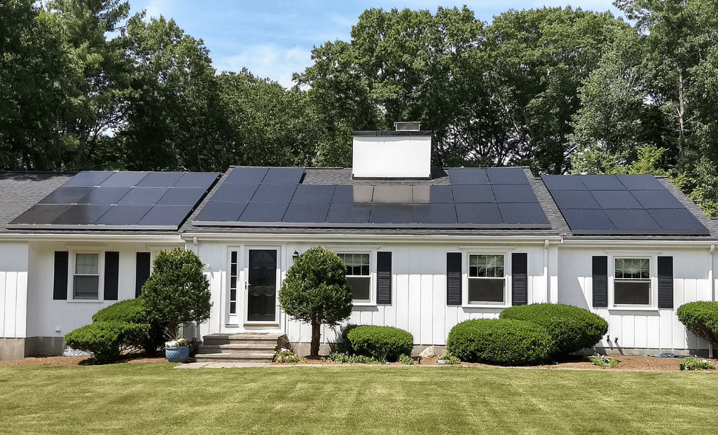 solar panels on modern house